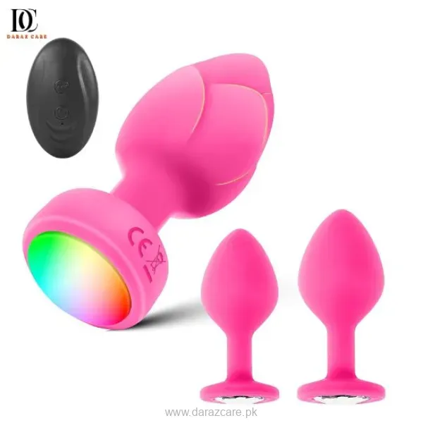 3Pcs Butt Plug Vibrator LED Color Light