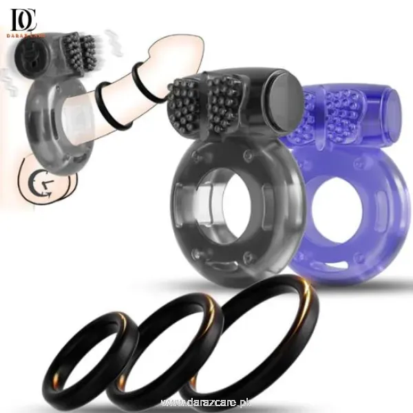 5Pcs Vibrating Cock Ring Sex Toys Penis Sleeve