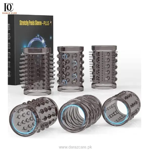 6PCS Black Elastic Penis Sleeve Set