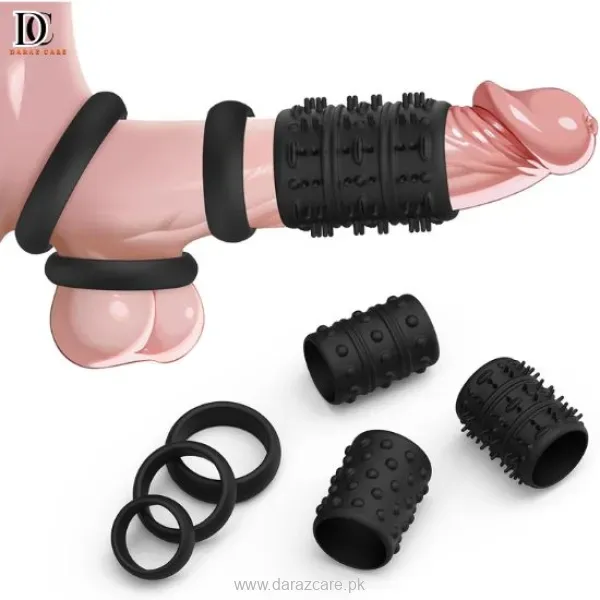 6PCS Stretchy Silicone Penis Sleeve & Ring Set
