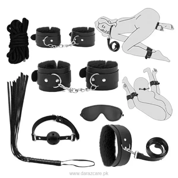 Beginner's 7-Piece Black BDSM Kit