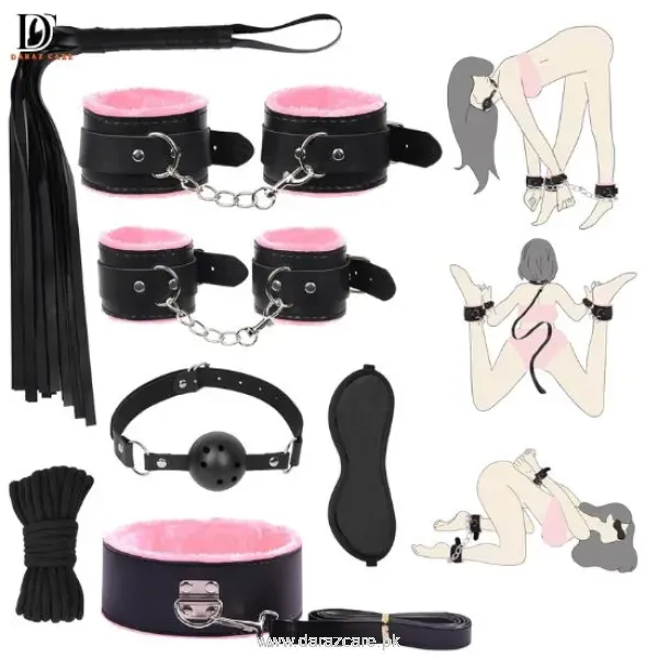 Pink 8-Piece BDSM Bondage Kit for Couples