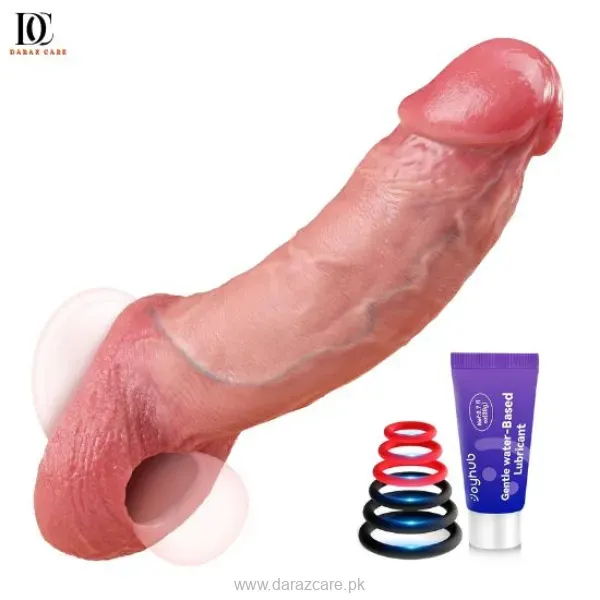 Realistic Silicone Penis Sleeve with Cock Rings