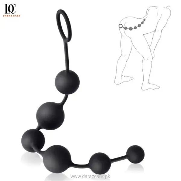 UTIMI Black Silicone Anal Beads with Pull Ring